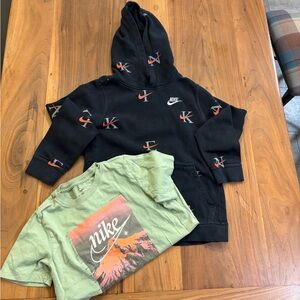 Nike Black Hoodie and Green Graphic Tee Bundle